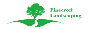 Pinecroft landscaping logo with a green tree